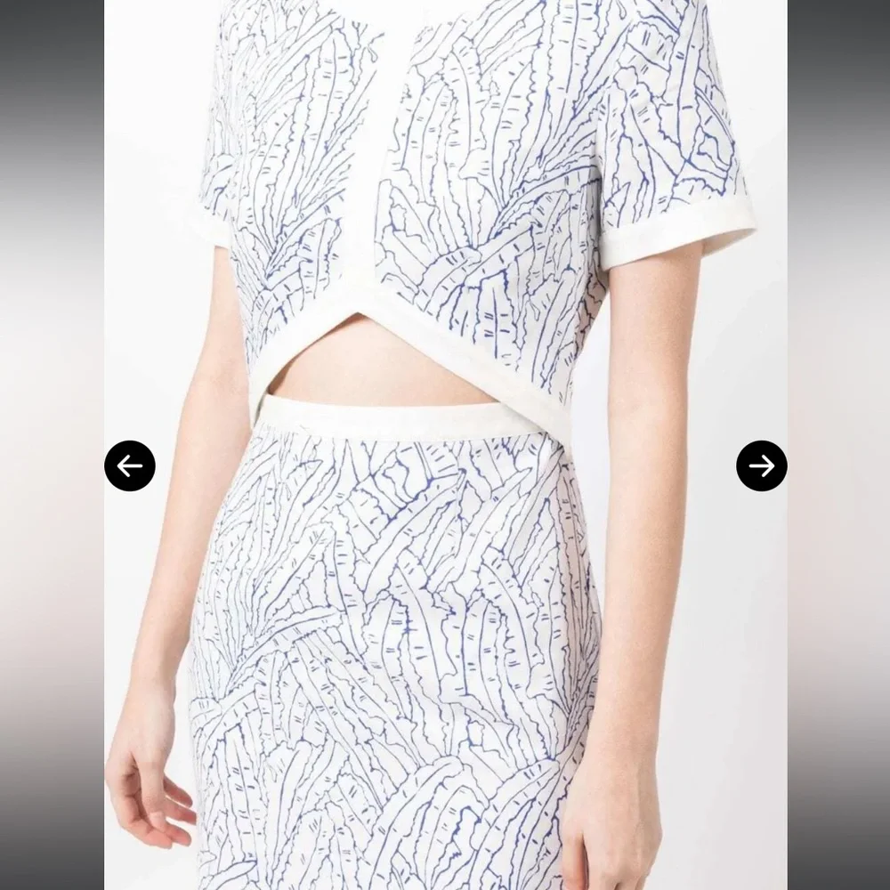 Staud Linen Blue and White Mini Dress | Staud Mini Perla Dress - Picture 3 of 7